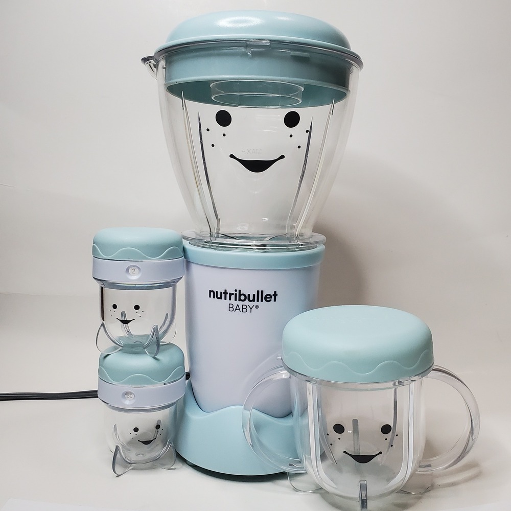 Nutribullet Baby Food Blender Set Light Blue White Motor Base Pitcher Cups AS IS